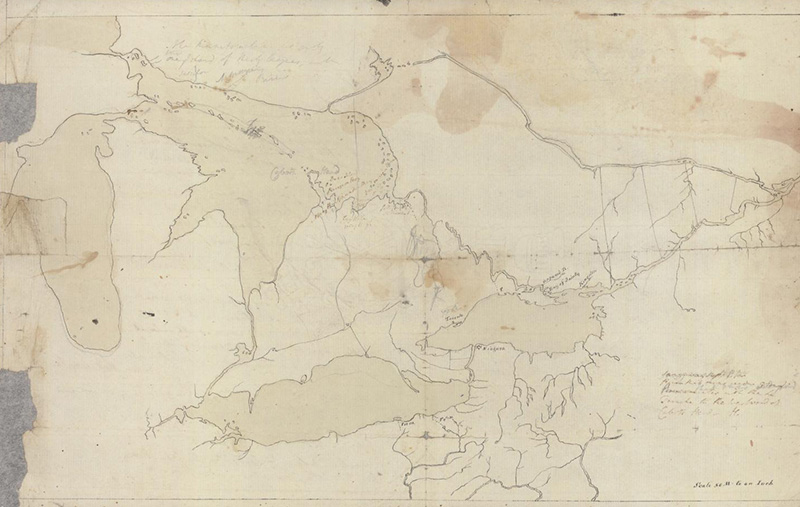 Map of the great lakes attributed to Elizabeth Simcoe